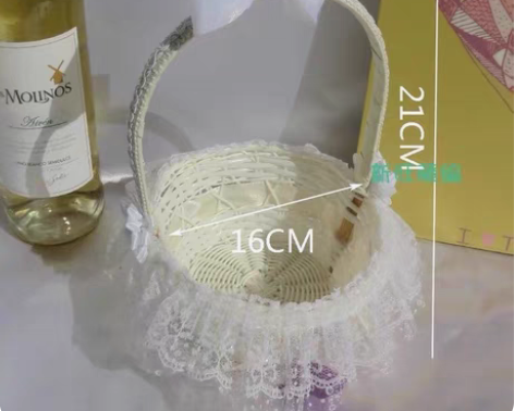 婚礼闲置 手提藤编婚礼花童伴娘撒花篮 复活...