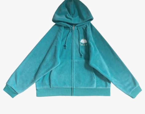 转卖基础百搭少女刺绣画家小狗宽松拉链连帽卫...