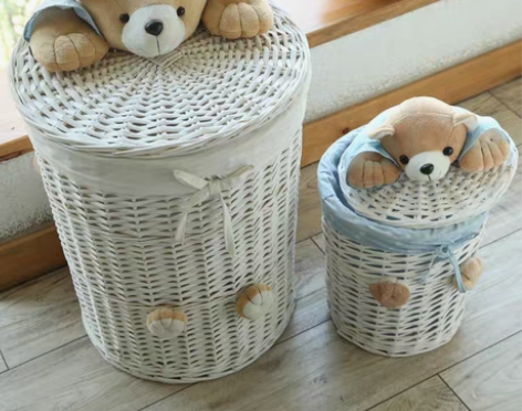 转卖带盖大号藤编玩具收纳箱整理箱衣服整理盒...