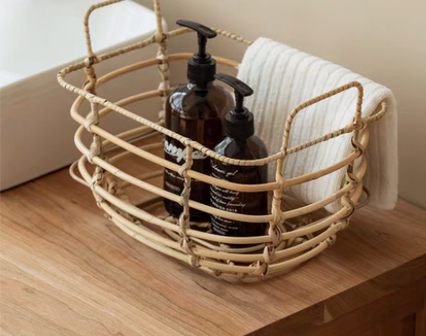 转卖藤编收纳篮筐镂空收纳筐桌面杂物整理镂空...