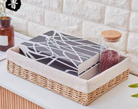 转卖收纳筐藤编桌面零食收纳篮化妆品收纳盒钥...