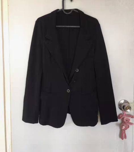 包邮朝花夕拾—黑色休闲长款西装，我人生中第...