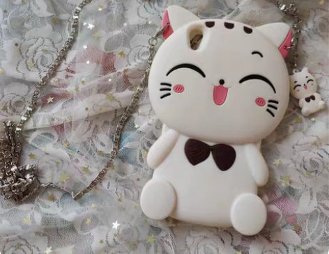 包邮OPPO R9斜挎白色猫咪硅胶手机壳 ...