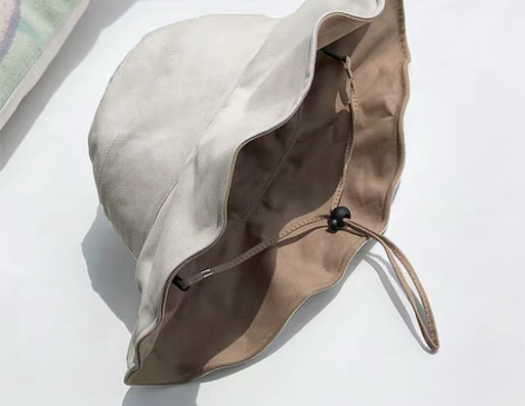 转卖日本uv纯棉双面戴渔夫帽女大檐太阳防晒...