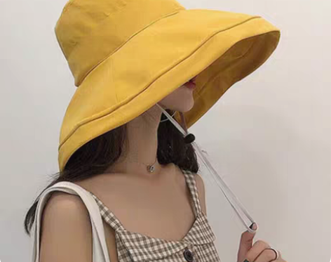 包邮遮阳帽女夏天渔夫帽大沿纯色日系盆帽潮出...