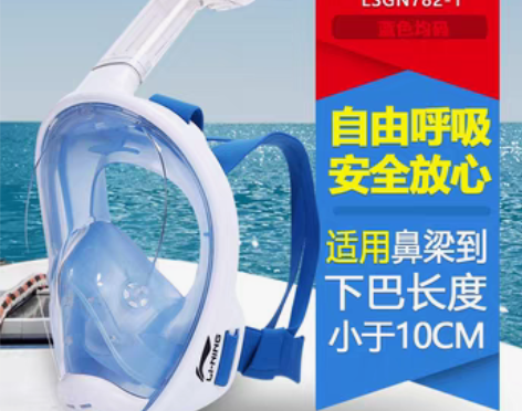 转卖李宁浮潜面罩全干式呼吸管器潜水镜面镜儿...