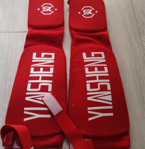 包邮银盛泰拳连体护腿板散打护小腿拳击护脚踝...