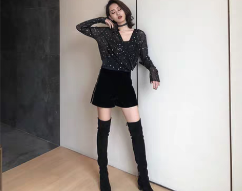 转卖gshero 黑色高腰短裤女秋2019...