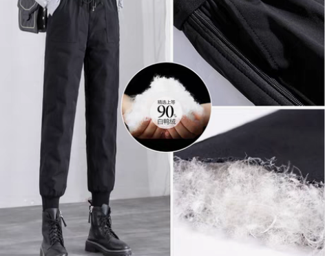 转卖羽绒裤女外穿时尚年轻款冬高腰加厚加绒保...