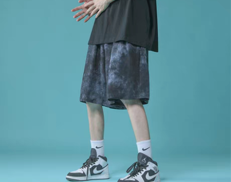 转卖高街暗黑系扎染短裤男夏季潮牌潮流宽松休...