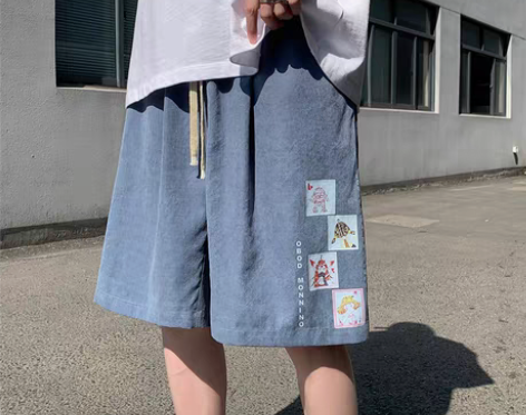 转卖夏季短裤男生5分宽松薄款外穿港风印花冰...