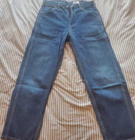 优衣库宽腿窄口牛仔裤男 321-41235...