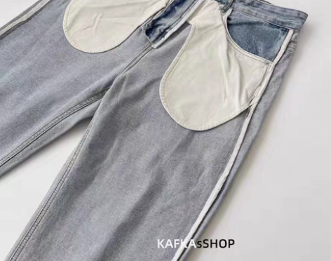 包邮全新 李婉君家牛仔裤反面设计牛仔裤男女...