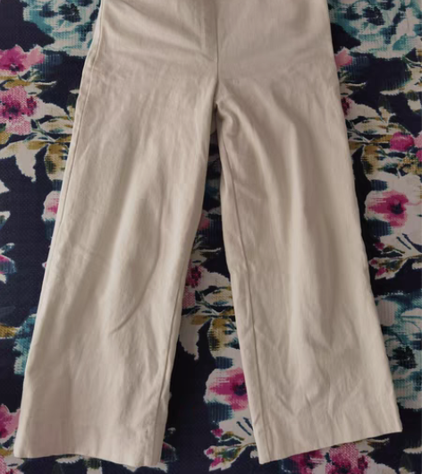 包邮韩国拉绒加绒白色九分阔腿裤松紧腰牛仔裤...