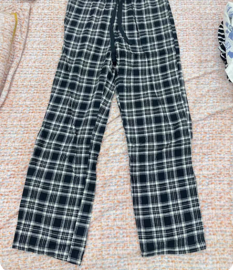 优衣库 Uniqlo格纹直筒裤 阔腿裤 s...