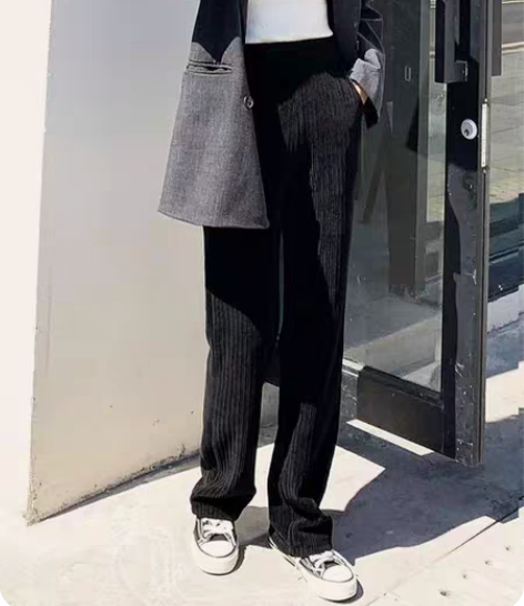 包邮灯芯绒阔腿裤女秋冬高腰宽松休闲拖地垂感...