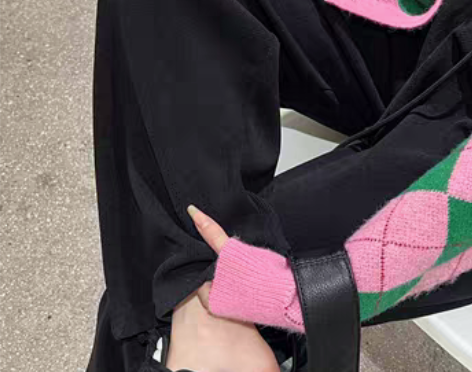 转卖针织阔腿裤女春秋冬高腰垂感休闲直筒拖地...