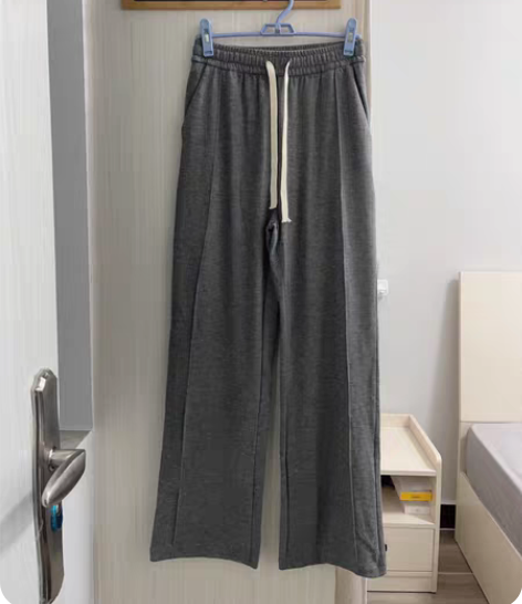 转卖棕咖色阔腿裤女秋季新款高腰显瘦西装裤子...