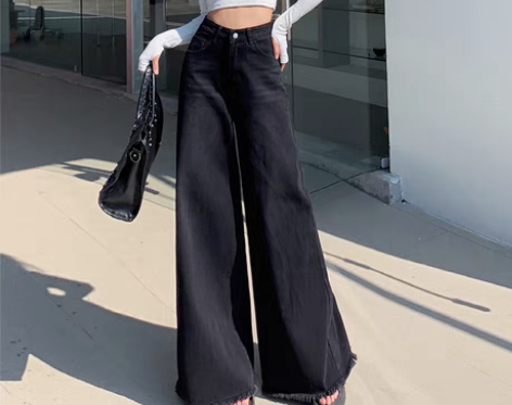 转卖ZAZN美式复古毛边阔腿裤女秋冬新款百...