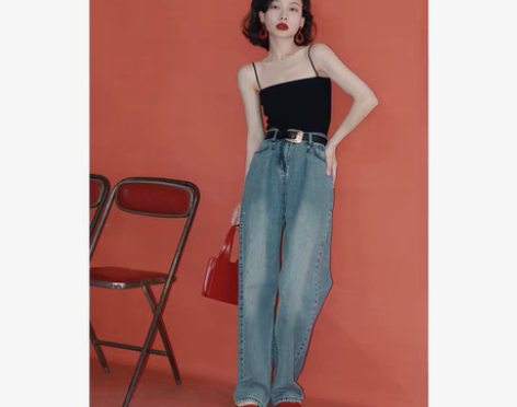 转卖IVY YANG 浅色阔腿牛仔裤女夏季...