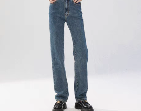 转卖40包邮全棉直筒牛仔裤女高腰2022秋...