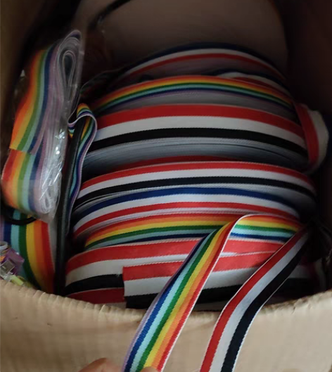 包邮七彩织带手机挂绳彩虹织带平纹条纹间色织...