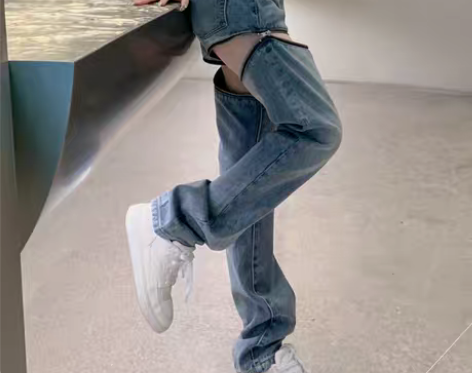 转卖Tide Name炸街高腰牛仔裤女20...