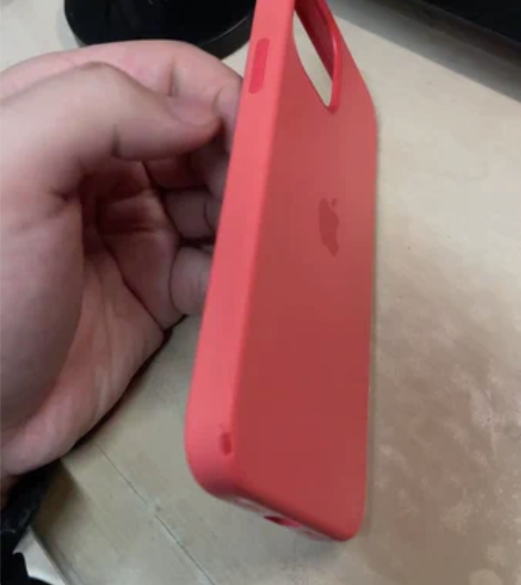 苹果原装正品粉橘色硅胶壳（瑕疵如图） ip...