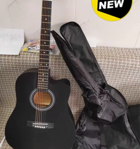 转卖几乎全新镶边38寸单板吉他便宜出 搬家...