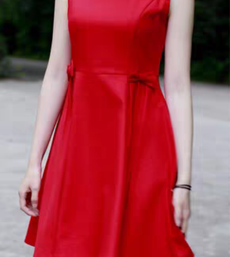 复古 文艺 立体剪裁蝴蝶结褶皱无袖修身背心...