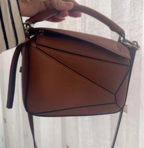 包邮几何包 棕色 小号 几乎全新 没有被几...