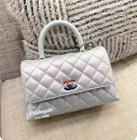 香奶奶小香风香家珠光蓝人鱼姬新款憨豆手提包...