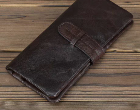 包邮头层牛皮油蜡皮疯马皮长款真皮多卡位女士...