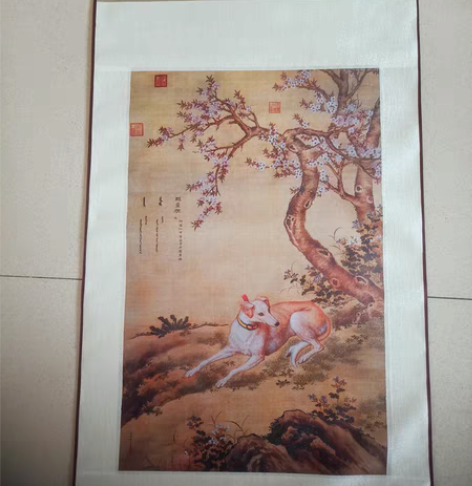 包邮淄博周村大染坊丝绸绘画客厅书房丝绸挂画...