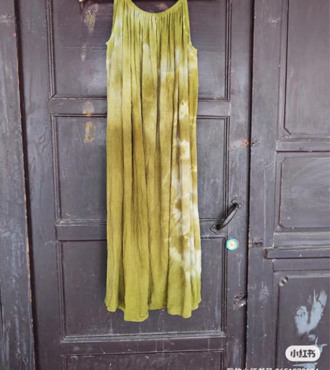 清新草木染侘寂连衣裙 天然洋葱皮萃取染料 ...