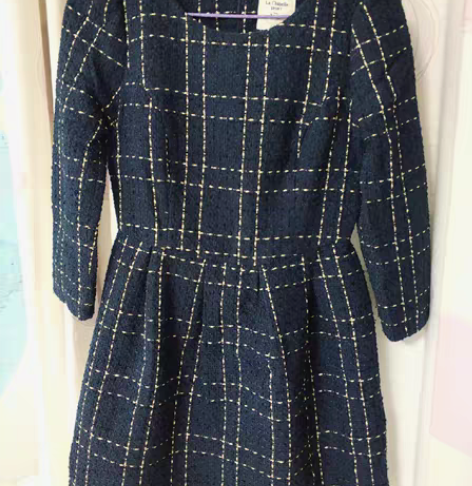 拉夏贝尔针织春季休闲连衣裙薄厚长袖中袖小香...