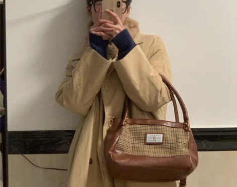 转卖YMBHZ幼苗薄荷z复古千鸟格配皮vi...