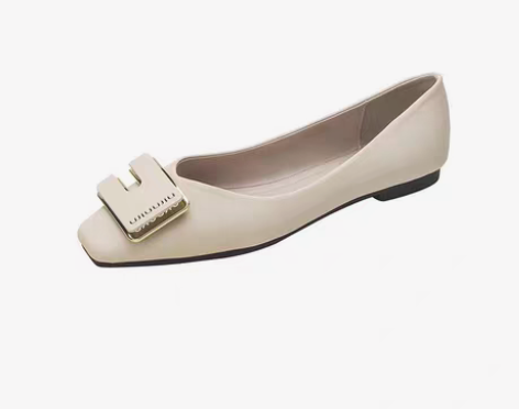 包邮方头单鞋女平底2023新款一脚蹬软底豆...