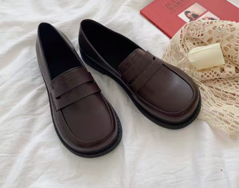 转卖复古原宿小皮鞋女可爱软妹大头娃娃鞋软皮...