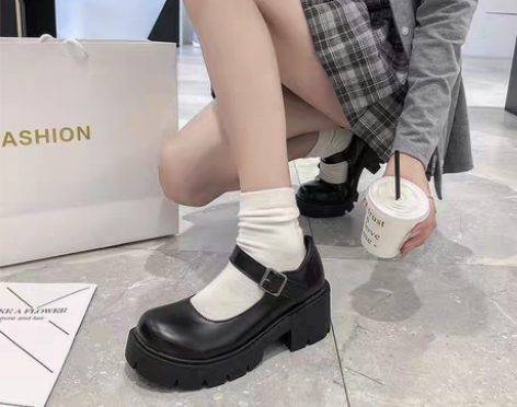 转卖日系复古大头娃娃鞋圆头小皮鞋jk制服鞋...