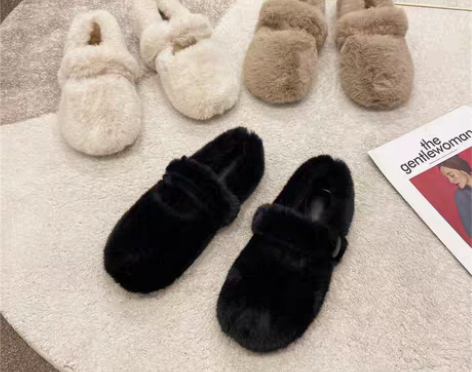 转卖毛毛鞋女冬外穿豆豆鞋2021新款内增高...