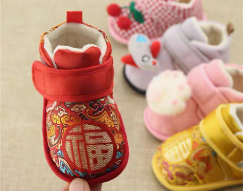 转卖婴儿软底鞋秋冬宝宝手工薄棉鞋防滑棉布鞋...
