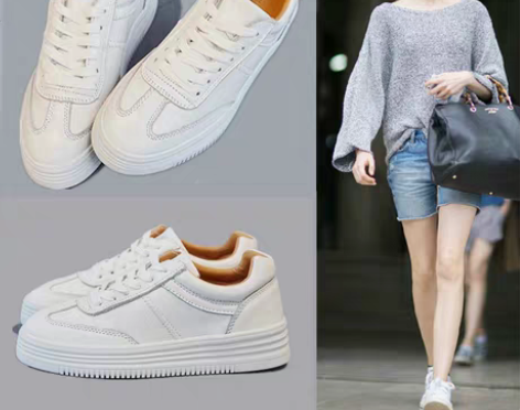 转卖真皮厚底小白鞋女2021新款百搭加绒平...