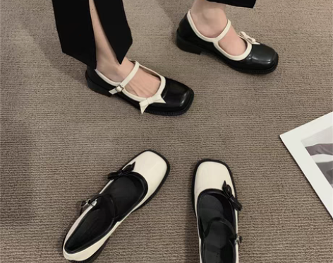 转卖设计感小众低跟鞋法式复古玛丽珍鞋温柔小...