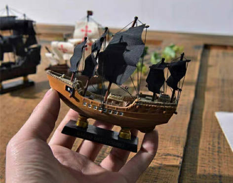 包邮西班牙大航海帆船模型摆件树脂帆布两个款...