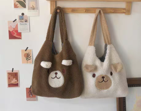 转卖秋冬可爱羊羔毛绒绒日系原创毛茸茸托特大...