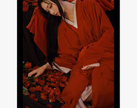 转卖原创红色魏晋汉服古装女中国风直裾交领襦...