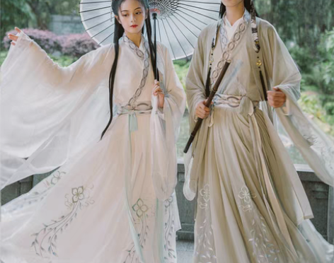 转卖清梳原创韶华汉服情侣款魏晋风交领齐腰绣...