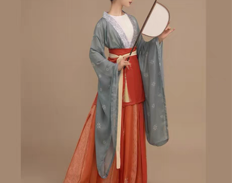 桔屿原创汉服女【春庭晚望】南北朝大袖齐腰襦...