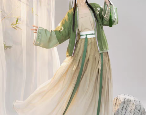 转卖宋制汉服女正品原创中国风古装绿色长袖短...